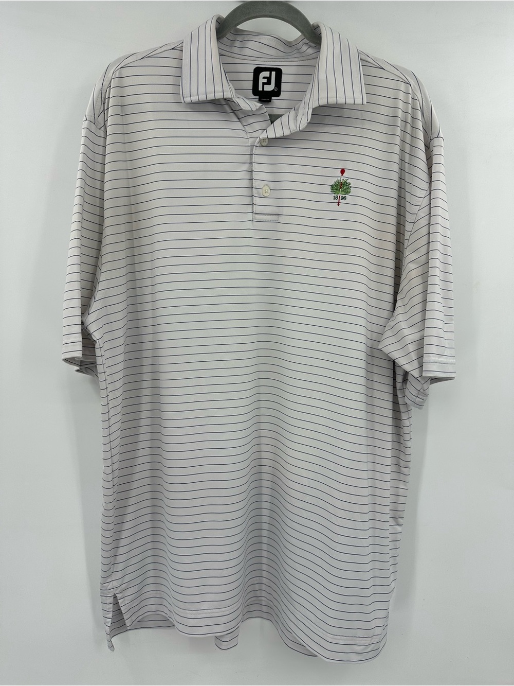 Merion Golf Club FootJoy Golf Polo White Blue Stripes 1896 Embroidered Logo